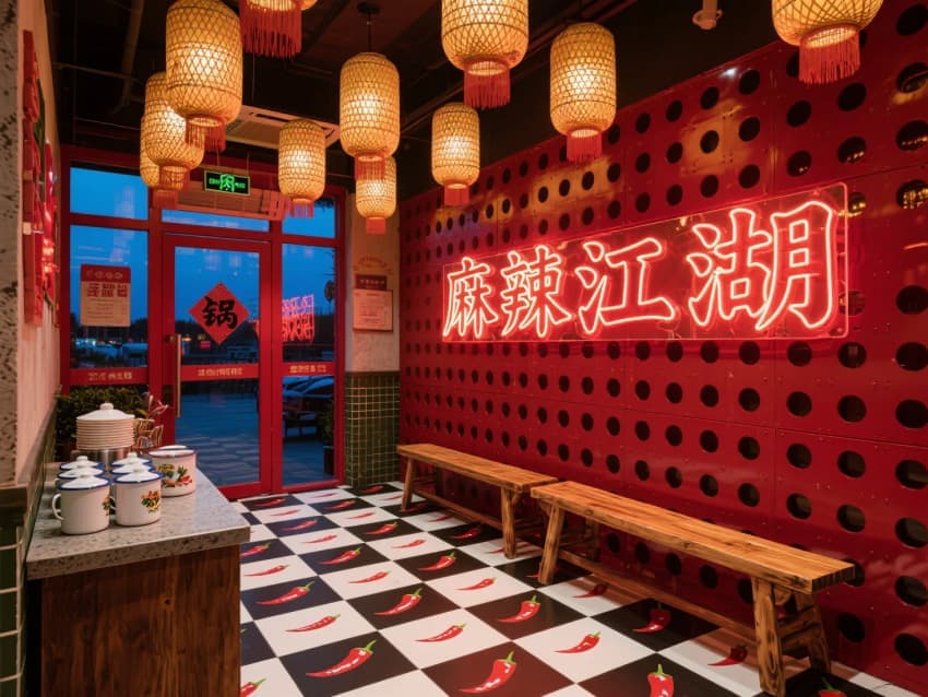 合肥火鍋店設(shè)計(jì)：1000㎡火鍋店整體設(shè)計(jì)效果分享