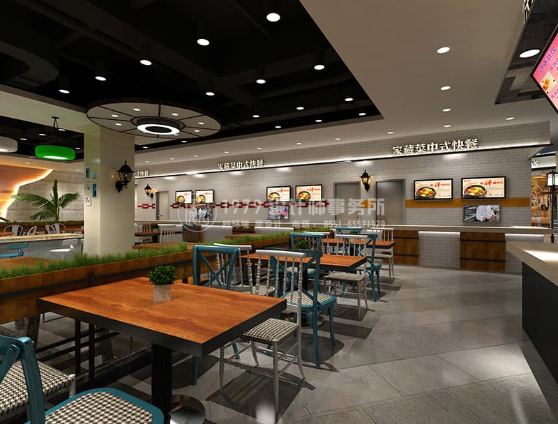 美食廣場局部快餐店裝修設(shè)計效果圖