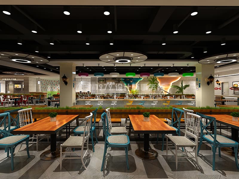 美食廣場收銀臺裝修設(shè)計效果圖