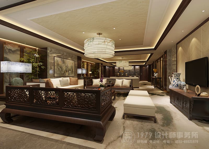 合肥高檔中式餐廳娛樂室裝修設(shè)計(jì)效果圖