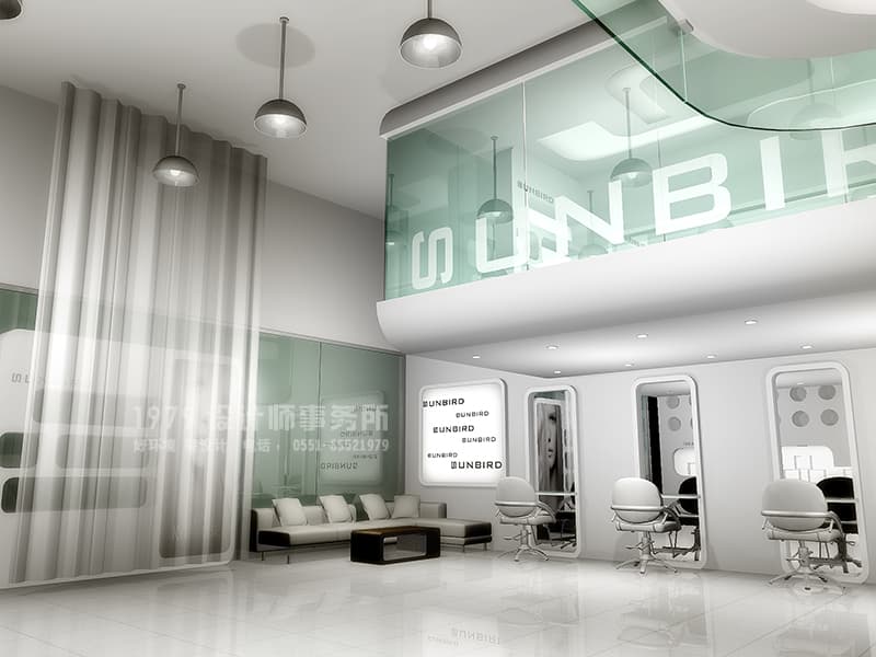 合肥美發(fā)店客戶等待區(qū)及理發(fā)區(qū)設計效果圖
