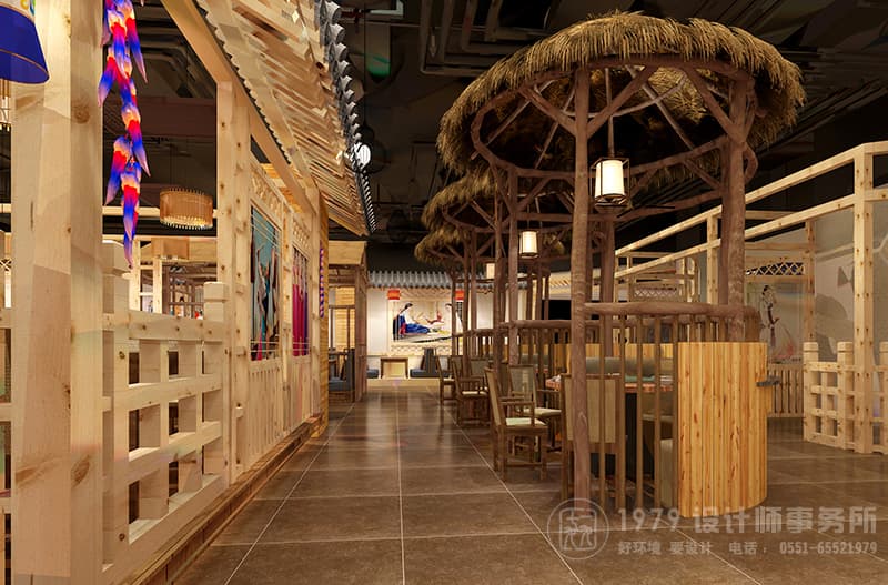 合肥朝鮮餐廳別致的茅草屋用餐區(qū)設(shè)計(jì)效果圖