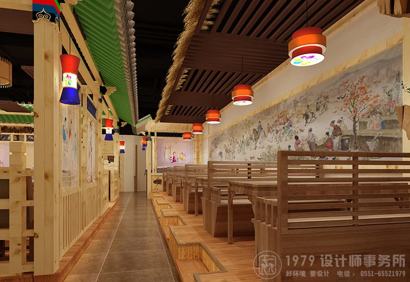 合肥櫻花樹朝鮮餐廳六人區(qū)用餐區(qū)裝修設(shè)計(jì)效果圖