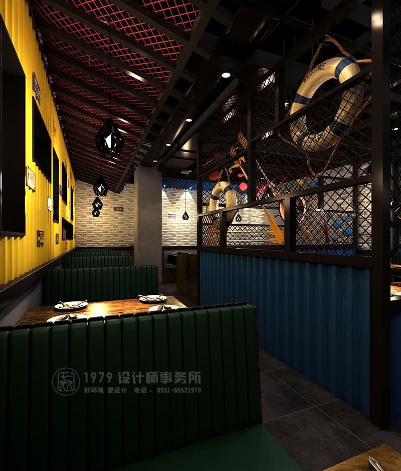 合肥于記香辣蝦火鍋店用餐區(qū)裝修設(shè)計(jì)效果圖